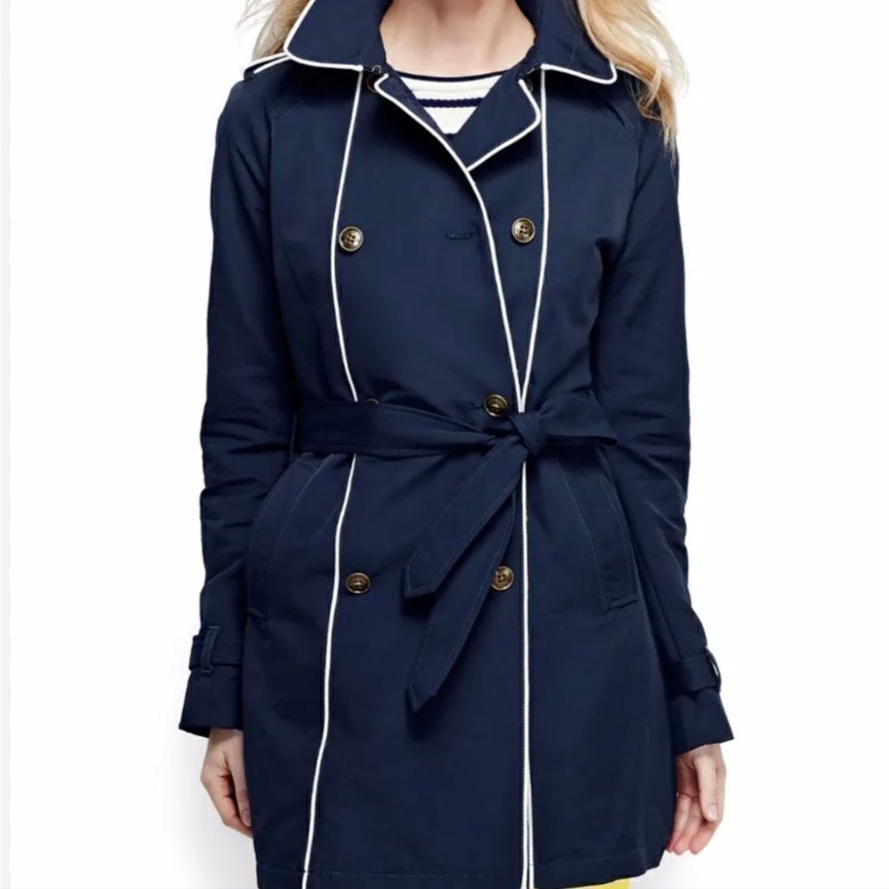 LANDS'‎ END size small Navy Heritage Trench Coat jacket
